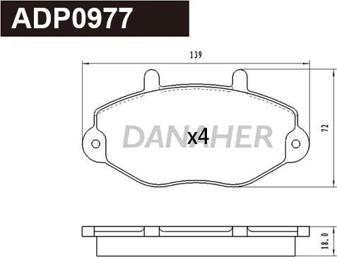 Danaher ADP0977 - Гальмівні колодки, дискові гальма autocars.com.ua