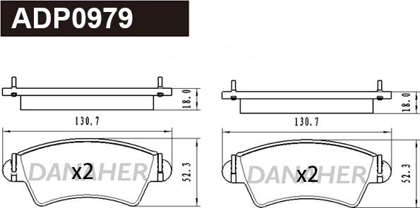 Danaher ADP0979 - Гальмівні колодки, дискові гальма autocars.com.ua