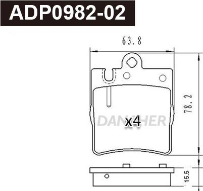 Danaher ADP0982-02 - Гальмівні колодки, дискові гальма autocars.com.ua