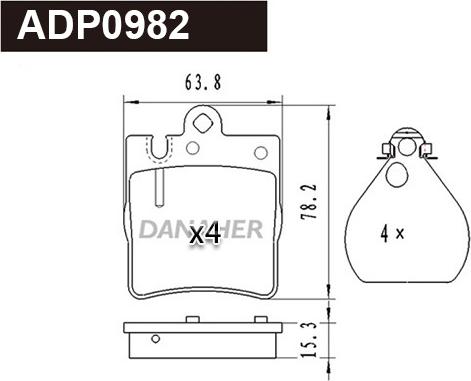 Danaher ADP0982 - Гальмівні колодки, дискові гальма autocars.com.ua