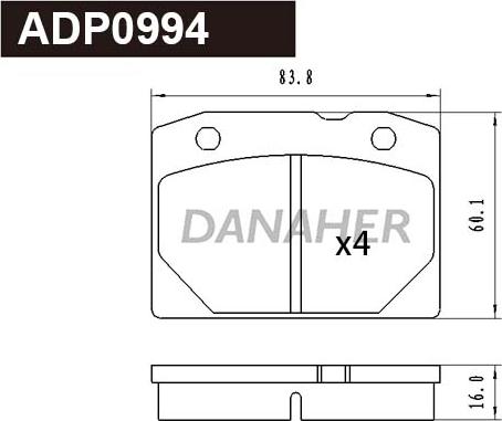 Danaher ADP0994 - Гальмівні колодки, дискові гальма autocars.com.ua