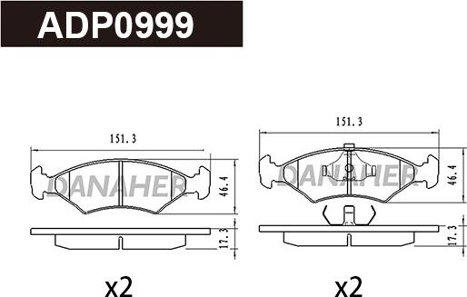 Danaher ADP0999 - Гальмівні колодки, дискові гальма autocars.com.ua
