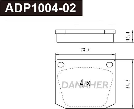 Danaher ADP1004-02 - Гальмівні колодки, дискові гальма autocars.com.ua