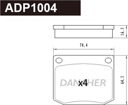 Danaher ADP1004 - Гальмівні колодки, дискові гальма autocars.com.ua