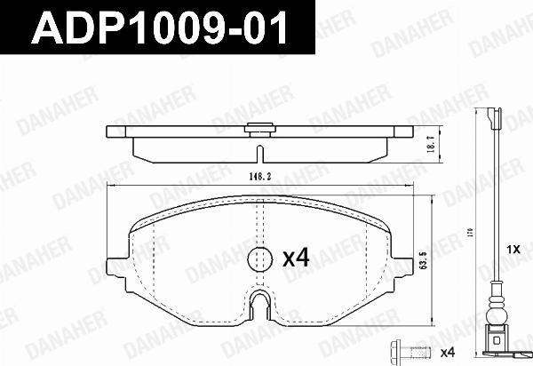 Danaher ADP1009-01 - Гальмівні колодки, дискові гальма autocars.com.ua