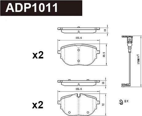 Danaher ADP1011 - Гальмівні колодки, дискові гальма autocars.com.ua