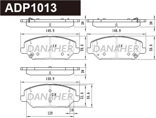 Danaher ADP1013 - Гальмівні колодки, дискові гальма autocars.com.ua