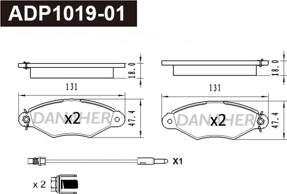 Danaher ADP1019-01 - Гальмівні колодки, дискові гальма autocars.com.ua