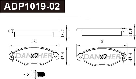 Danaher ADP1019-02 - Гальмівні колодки, дискові гальма autocars.com.ua