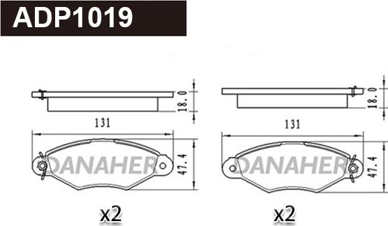 Danaher ADP1019 - Гальмівні колодки, дискові гальма autocars.com.ua