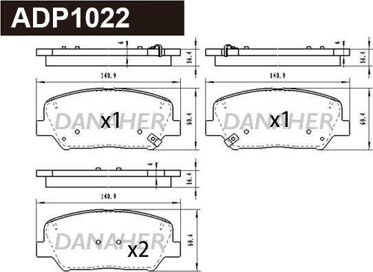 Danaher ADP1022 - Гальмівні колодки, дискові гальма autocars.com.ua
