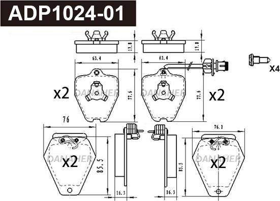 Danaher ADP1024-01 - Тормозные колодки, дисковые, комплект autodnr.net