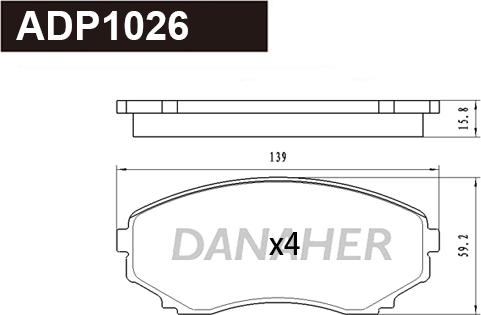 Danaher ADP1026 - Гальмівні колодки, дискові гальма autocars.com.ua