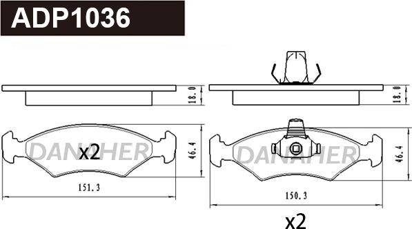 Danaher ADP1036 - Гальмівні колодки, дискові гальма autocars.com.ua