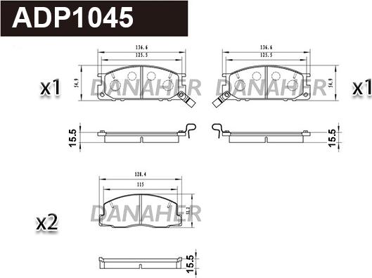 Danaher ADP1045 - Гальмівні колодки, дискові гальма autocars.com.ua