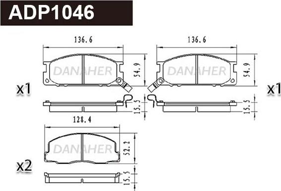 Danaher ADP1046 - Тормозные колодки, дисковые, комплект autodnr.net