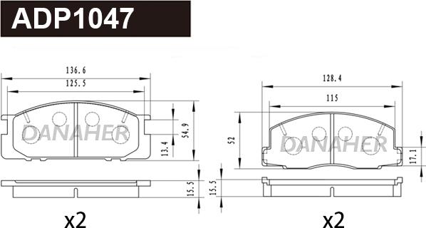 Danaher ADP1047 - Тормозные колодки, дисковые, комплект autodnr.net