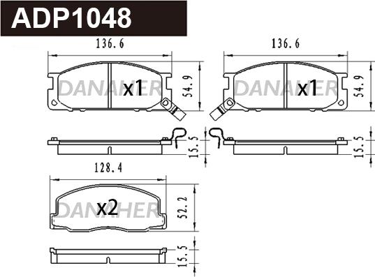 Danaher ADP1048 - Тормозные колодки, дисковые, комплект autodnr.net