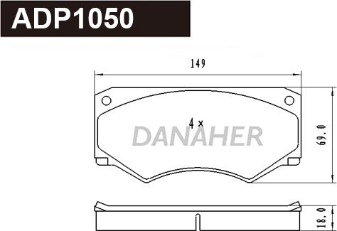 Danaher ADP1050 - Гальмівні колодки, дискові гальма autocars.com.ua