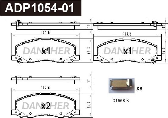 Danaher ADP1054-01 - Гальмівні колодки, дискові гальма autocars.com.ua