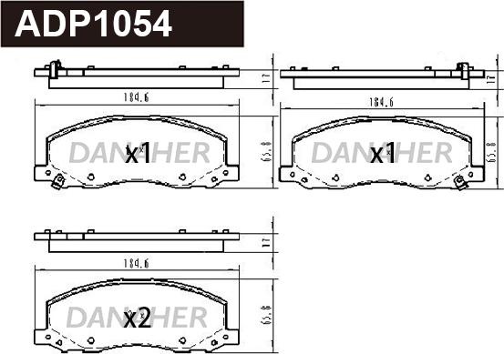 Danaher ADP1054 - Гальмівні колодки, дискові гальма autocars.com.ua