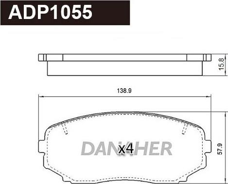 Danaher ADP1055 - Гальмівні колодки, дискові гальма autocars.com.ua