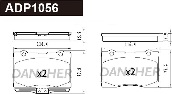 Danaher ADP1056 - Тормозные колодки, дисковые, комплект autodnr.net