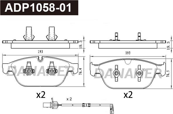 Danaher ADP1058-01 - Тормозные колодки, дисковые, комплект autodnr.net