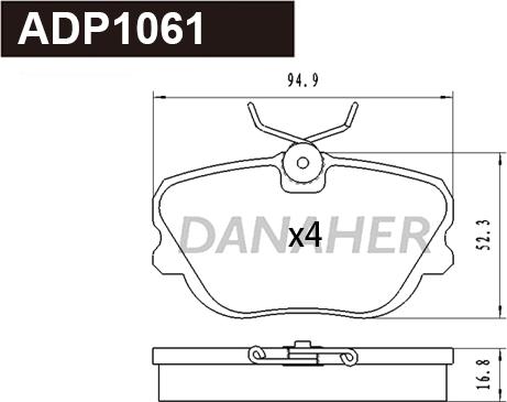 Danaher ADP1061 - Гальмівні колодки, дискові гальма autocars.com.ua