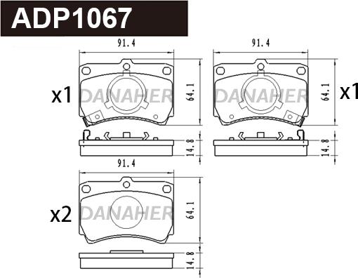 Danaher ADP1067 - Гальмівні колодки, дискові гальма autocars.com.ua