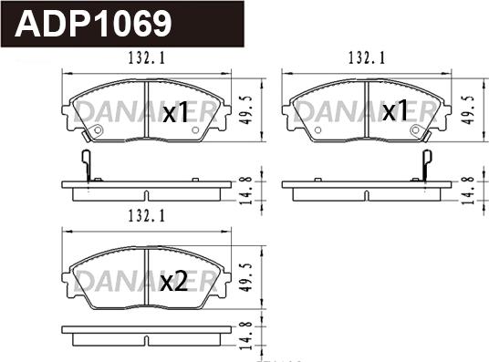 Danaher ADP1069 - Гальмівні колодки, дискові гальма autocars.com.ua