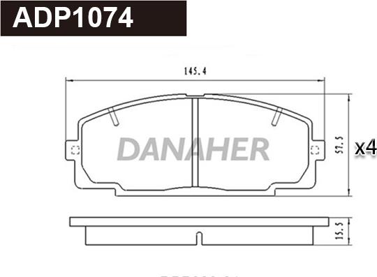 Danaher ADP1074 - Гальмівні колодки, дискові гальма autocars.com.ua