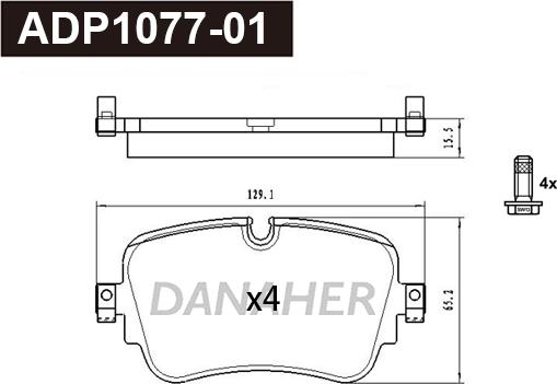 Danaher ADP1077-01 - Гальмівні колодки, дискові гальма autocars.com.ua
