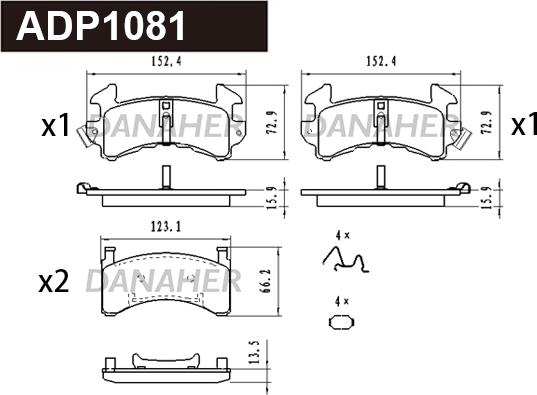 Danaher ADP1081 - Гальмівні колодки, дискові гальма autocars.com.ua