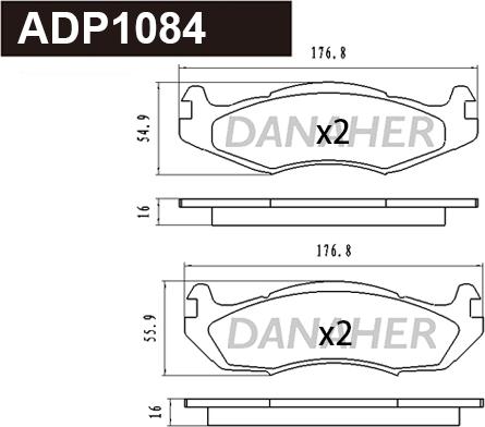 Danaher ADP1084 - Гальмівні колодки, дискові гальма autocars.com.ua
