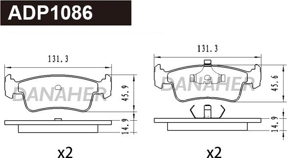 Danaher ADP1086 - Гальмівні колодки, дискові гальма autocars.com.ua