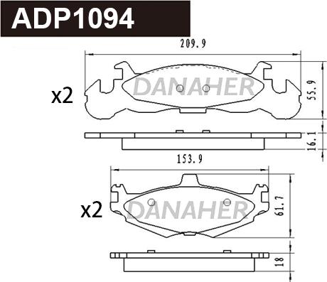 Danaher ADP1094 - Гальмівні колодки, дискові гальма autocars.com.ua