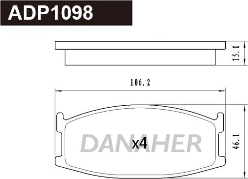 Danaher ADP1098 - Тормозные колодки, дисковые, комплект autodnr.net