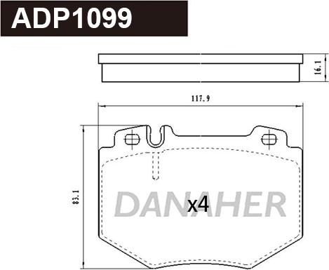 Danaher ADP1099 - Гальмівні колодки, дискові гальма autocars.com.ua