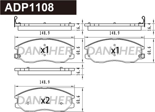 Danaher ADP1108 - Тормозные колодки, дисковые, комплект autodnr.net