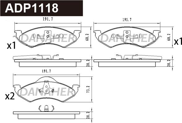 Danaher ADP1118 - Гальмівні колодки, дискові гальма autocars.com.ua