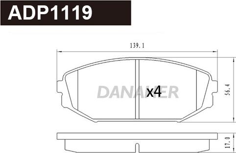 Danaher ADP1119 - Гальмівні колодки, дискові гальма autocars.com.ua