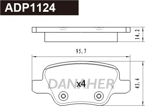 Danaher ADP1124 - Гальмівні колодки, дискові гальма autocars.com.ua