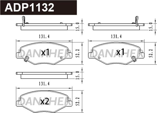 Danaher ADP1132 - Гальмівні колодки, дискові гальма autocars.com.ua