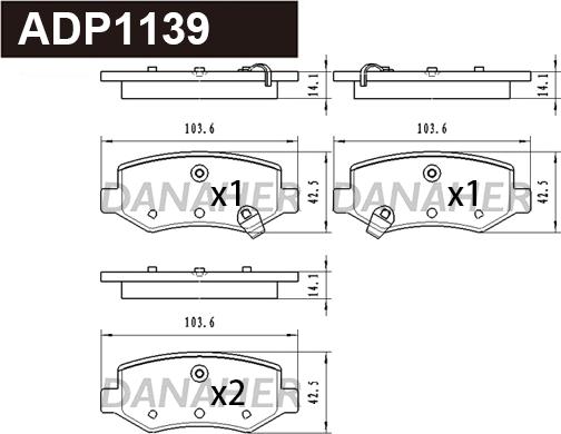 Danaher ADP1139 - Гальмівні колодки, дискові гальма autocars.com.ua