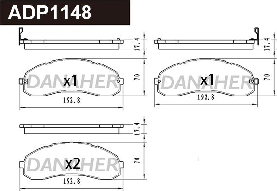 Danaher ADP1148 - Гальмівні колодки, дискові гальма autocars.com.ua