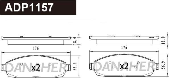 Danaher ADP1157 - Гальмівні колодки, дискові гальма autocars.com.ua