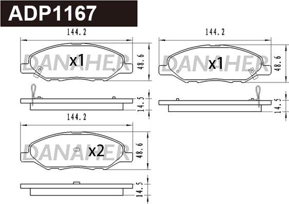 Danaher ADP1167 - Гальмівні колодки, дискові гальма autocars.com.ua