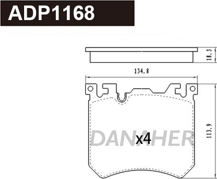 Danaher ADP1168 - Гальмівні колодки, дискові гальма autocars.com.ua