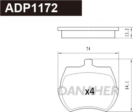 Danaher ADP1172 - Гальмівні колодки, дискові гальма autocars.com.ua